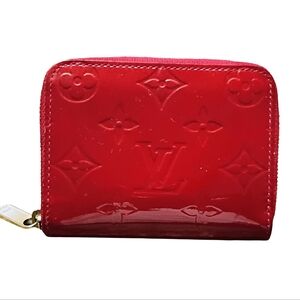 Louis Vuitton Red Vernis Zip Coin Wallet Monogram